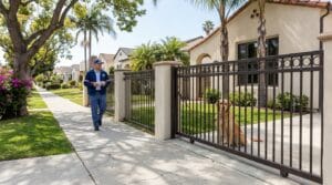 San Diego dog bite injury claim showing a secured dog near a residential sidewalk