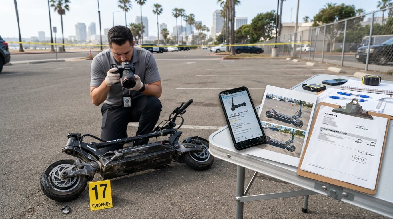 Evidence preserved after San Diego e-moto accidents and injury claims